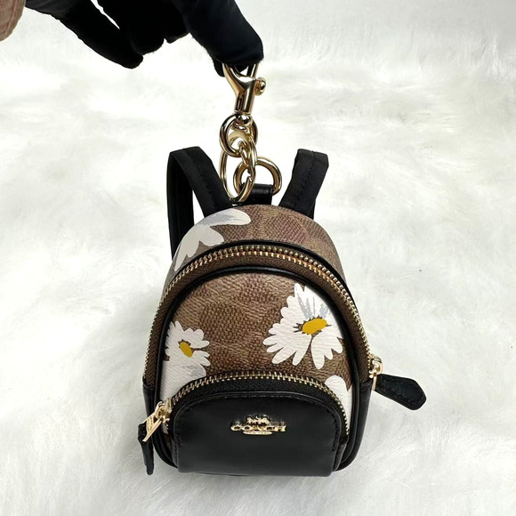 Coach Mini Court Backpack Bag Charm In Signature Canvas With Floral Print NWT - Picture 1 of 8